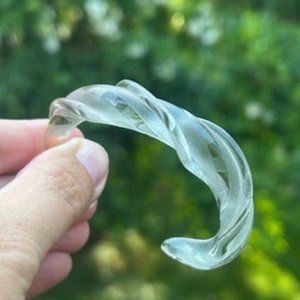 VTG Frosted Clear Glass Twisted Cuff Bracelet